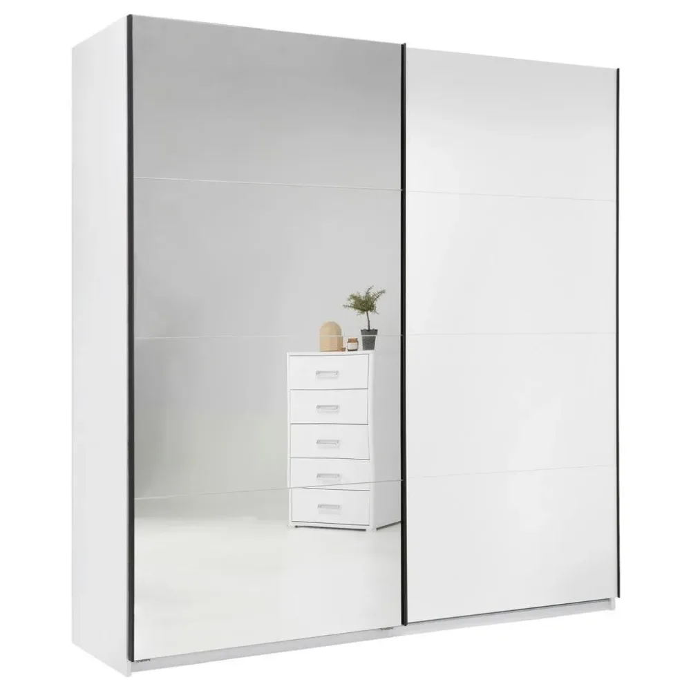 Schwebetürenschrank Family Weiss Hochglanz 200/212/62 cm Weiss 