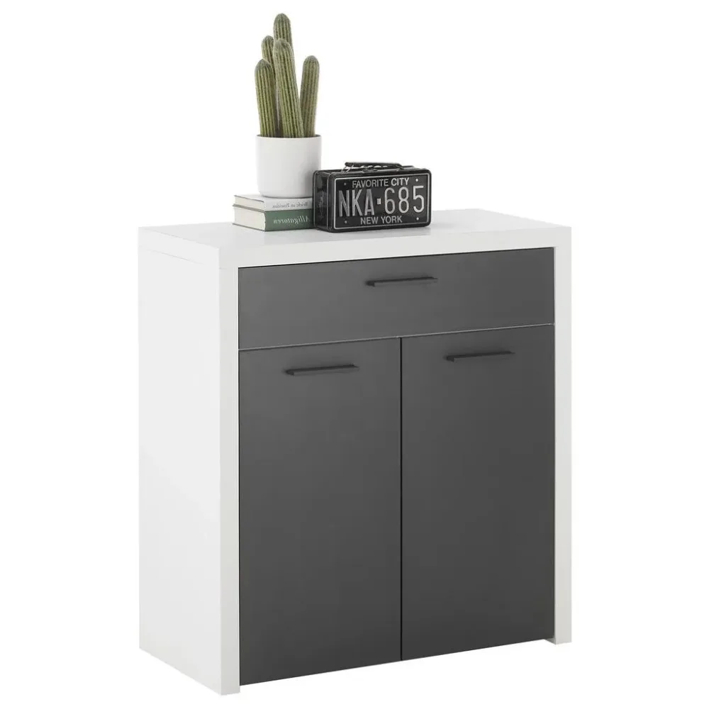 Kommode Modica In Anthrazit/weiss , 82/88/38 cm , 1 Schublade(n) 