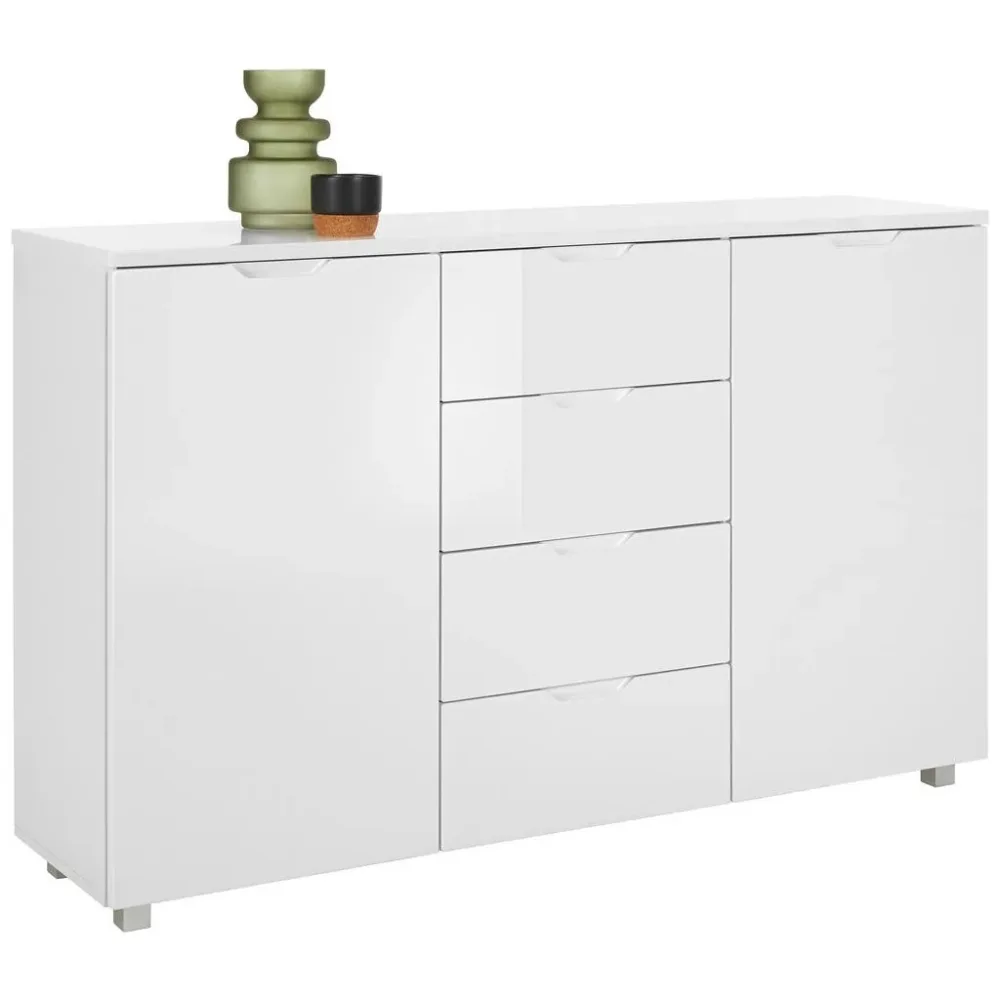 Sideboard Roy In Weiss Hochglanz  150/95/38 cm 4 Schublade(n) 