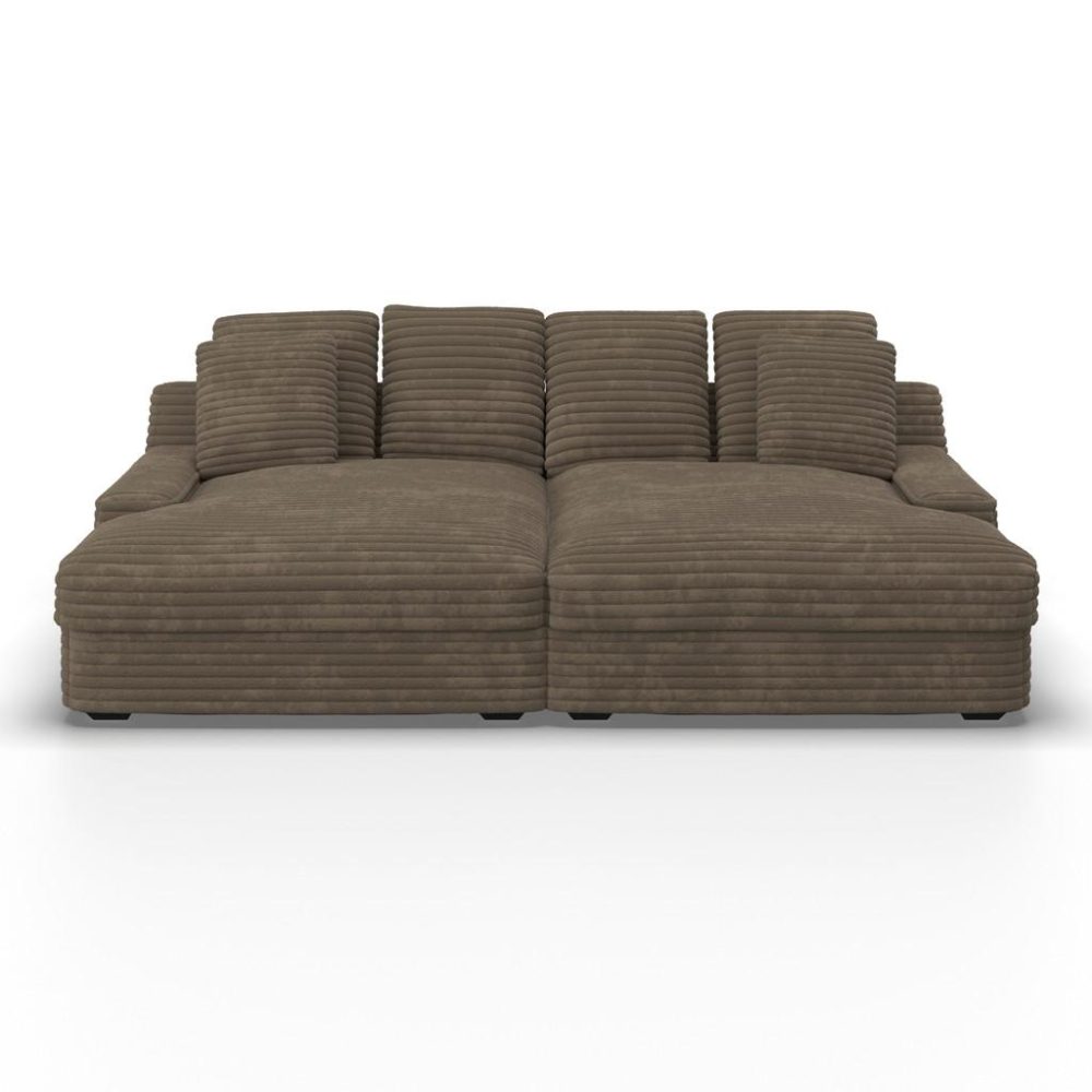 Bigsofa Eleonora Cord Braun Holz, Textil Braun 