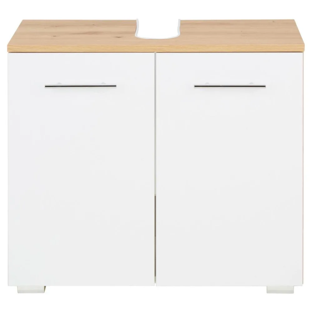 Waschbeckenunterschrank In Weiss/eichefarben 65/58/32 cm 