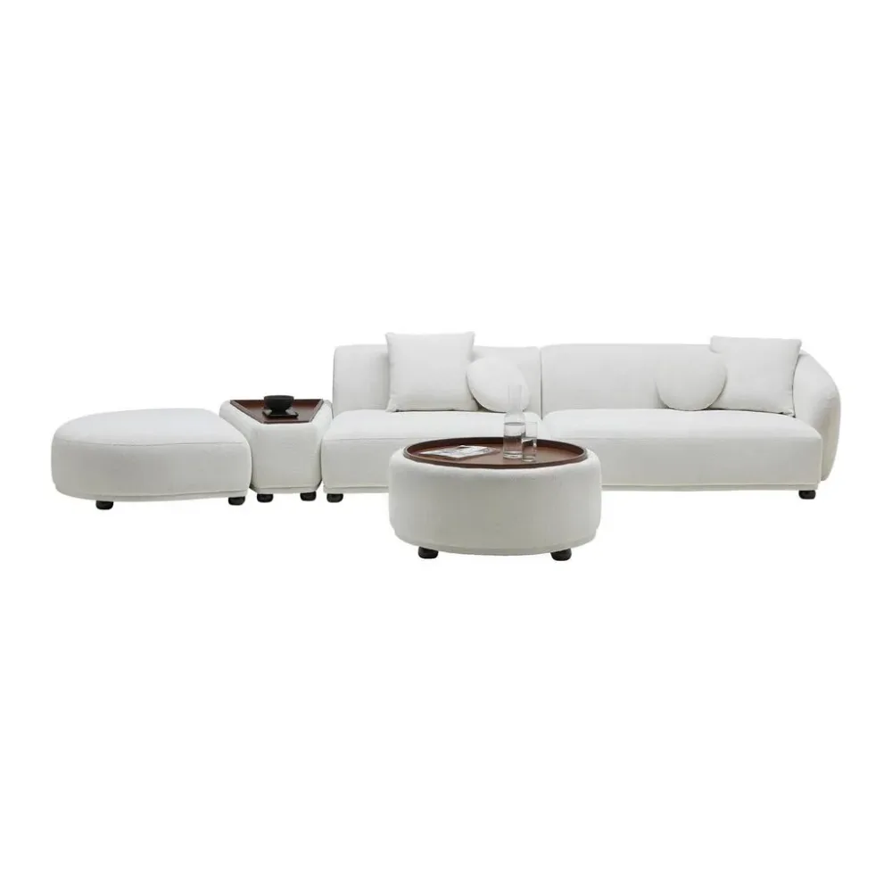 Wohnlandschaft Kira Weiss Webstoff Webstoff Weiss 