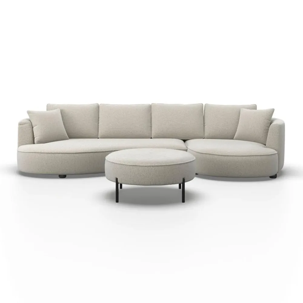 Wohnlandschaft Nilas Creme Webstoff Creme Holz, Metall, Textil 