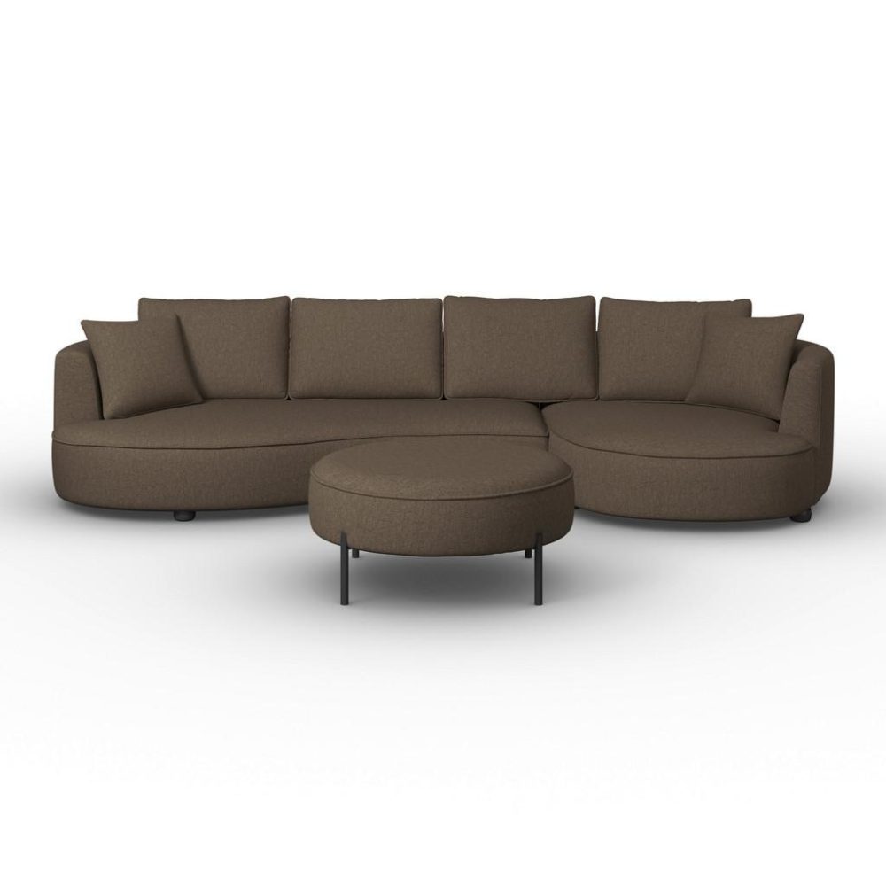Wohnlandschaft Nilas Braun Chenille Mit Hocker Chenille Braun 