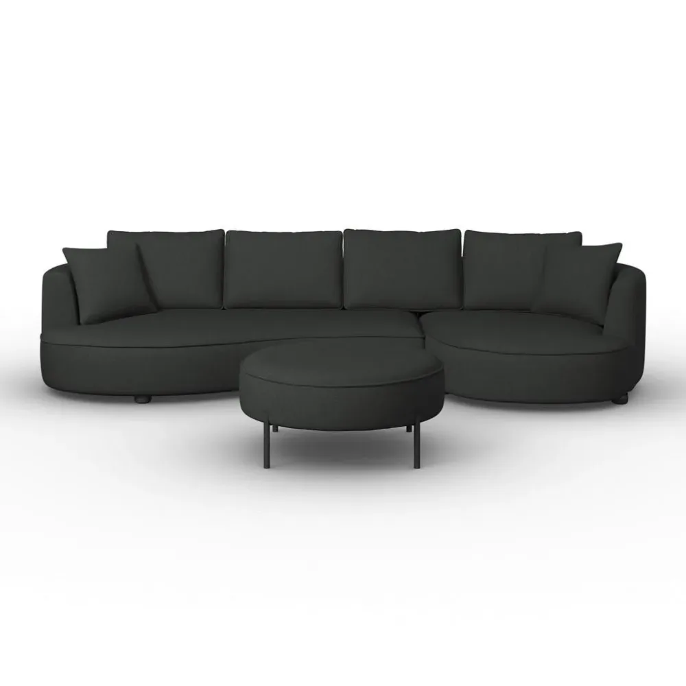 Wohnlandschaft Nilas Chenille Schwarz 