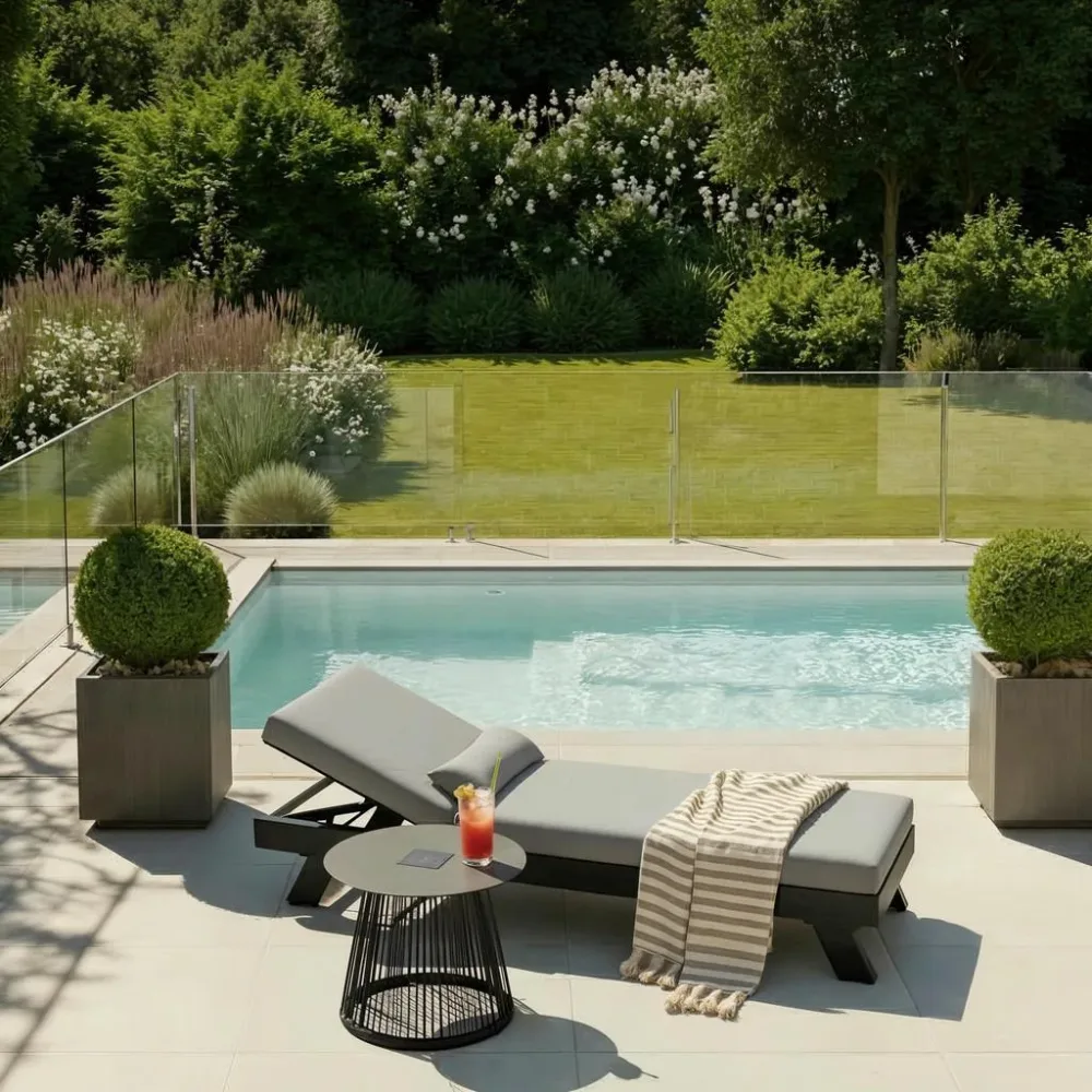 Gartenliege Susa Grau Aus Metall/textil Grau 