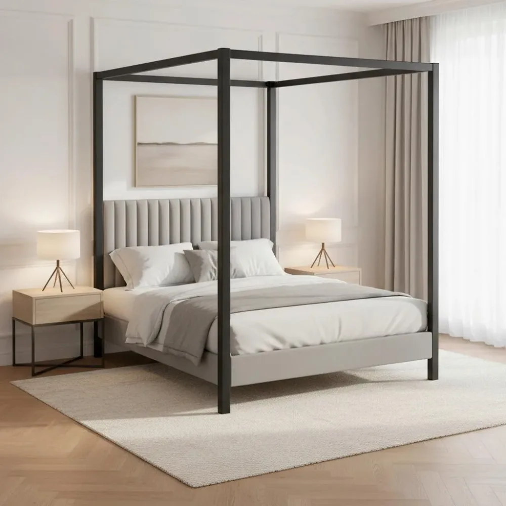 Himmelbett Mona Ca. 180x200 Cm Grau 180/200 cm Grau 
