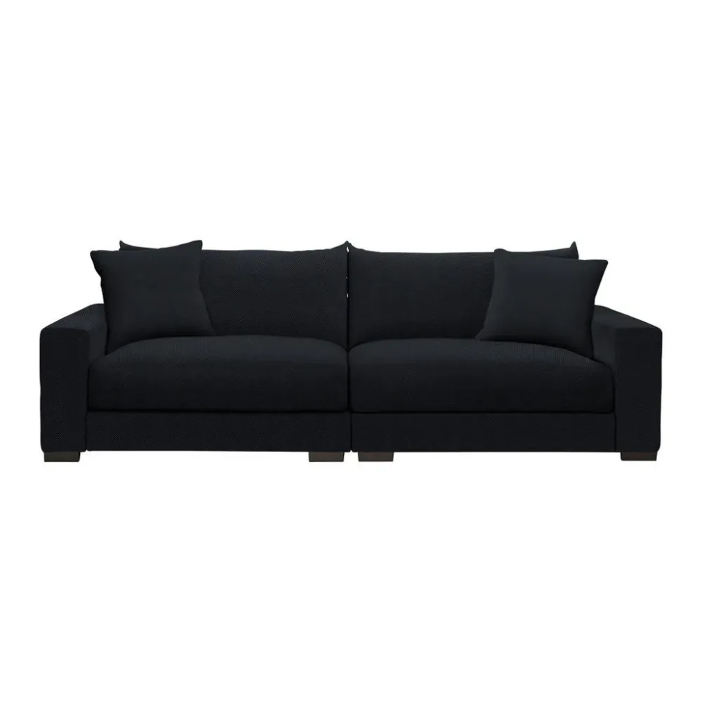 Bigsofa Pedro Schwarz Holz, Metall, Kunststoff, Textil, Holzwerkstoff Schwarz 