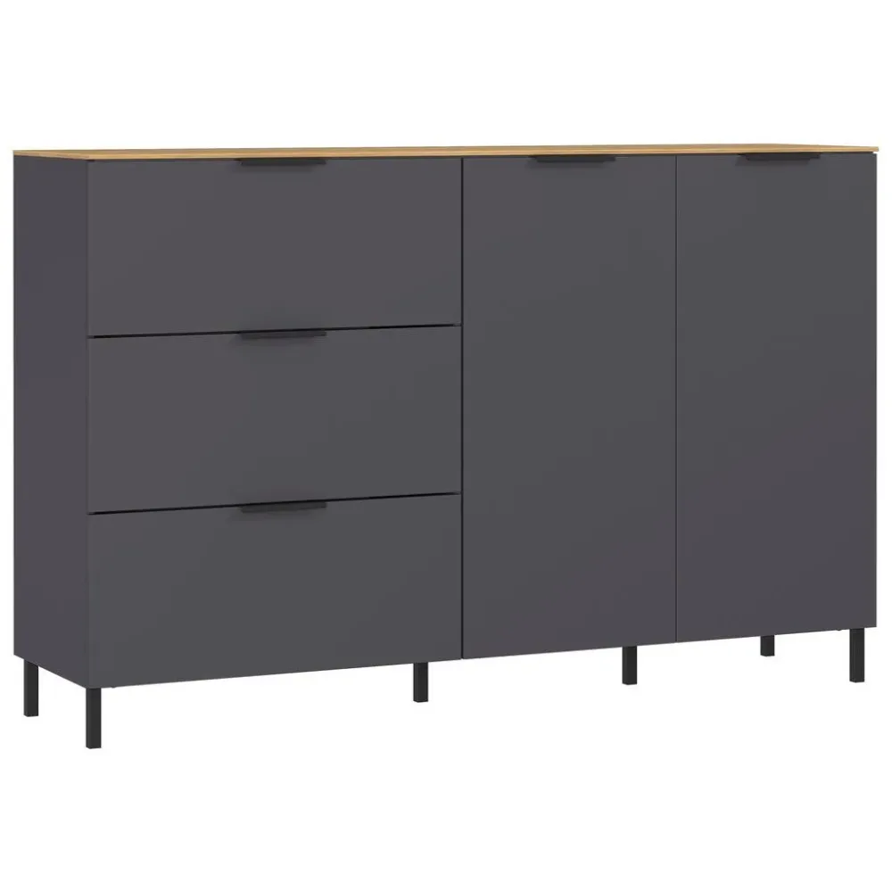 Kommode California In Graphitfarben/eichefarben , 151/98/40 cm , 3 Schublade(n) 
