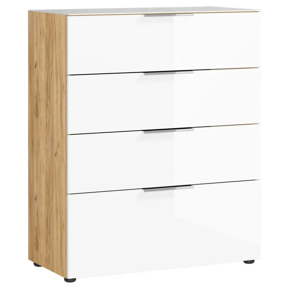 Kommode Oakland In Weiss/eichefarben , 83/102/42 cm , 4 Schublade(n) 