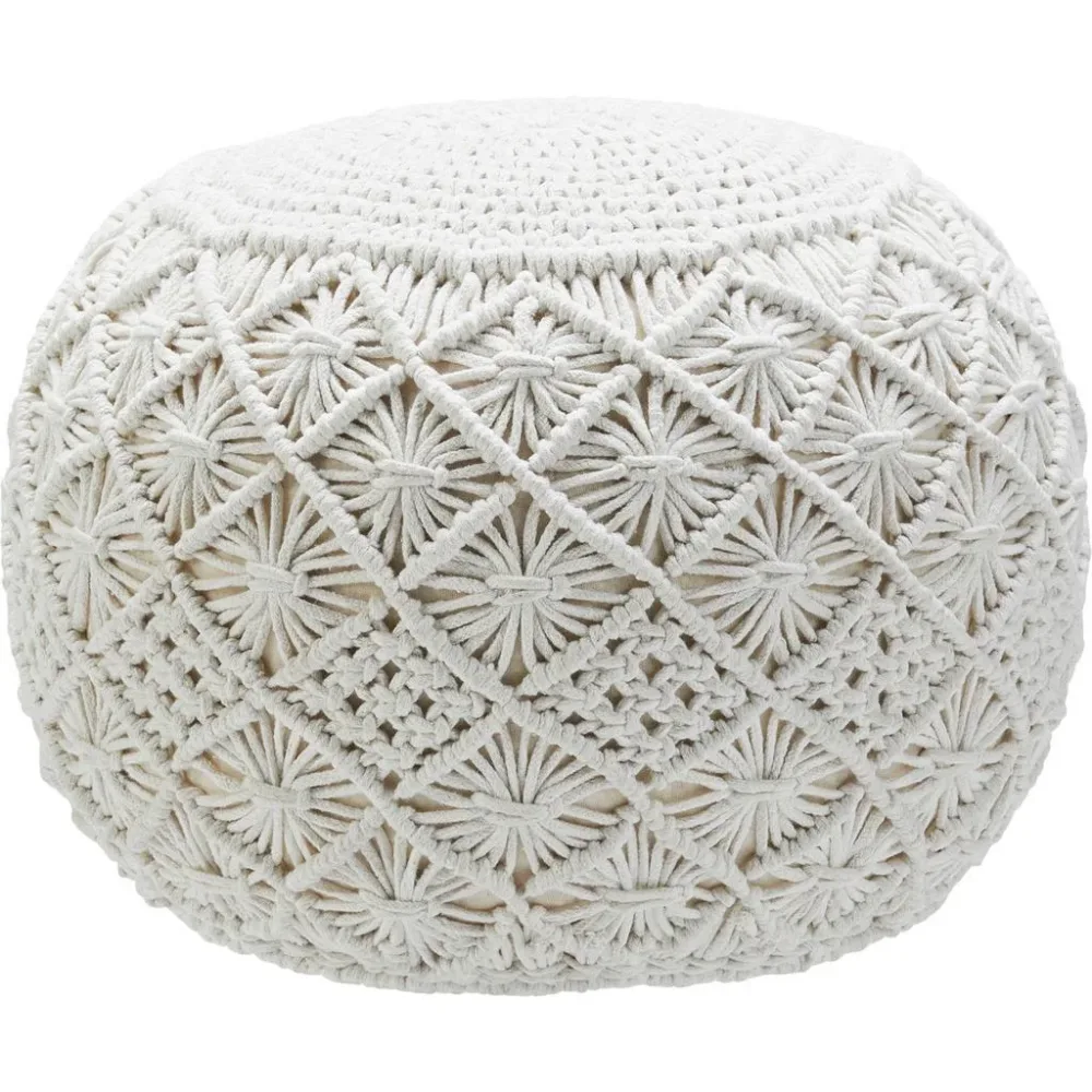 Pouf Julie In Natur 50x35x50cm Weiss Textil Naturfarben 