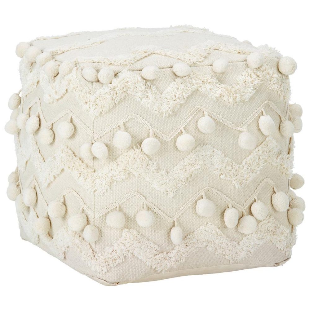 Pouf In Creme Ca. 45x45x45cm Creme Textil Creme 