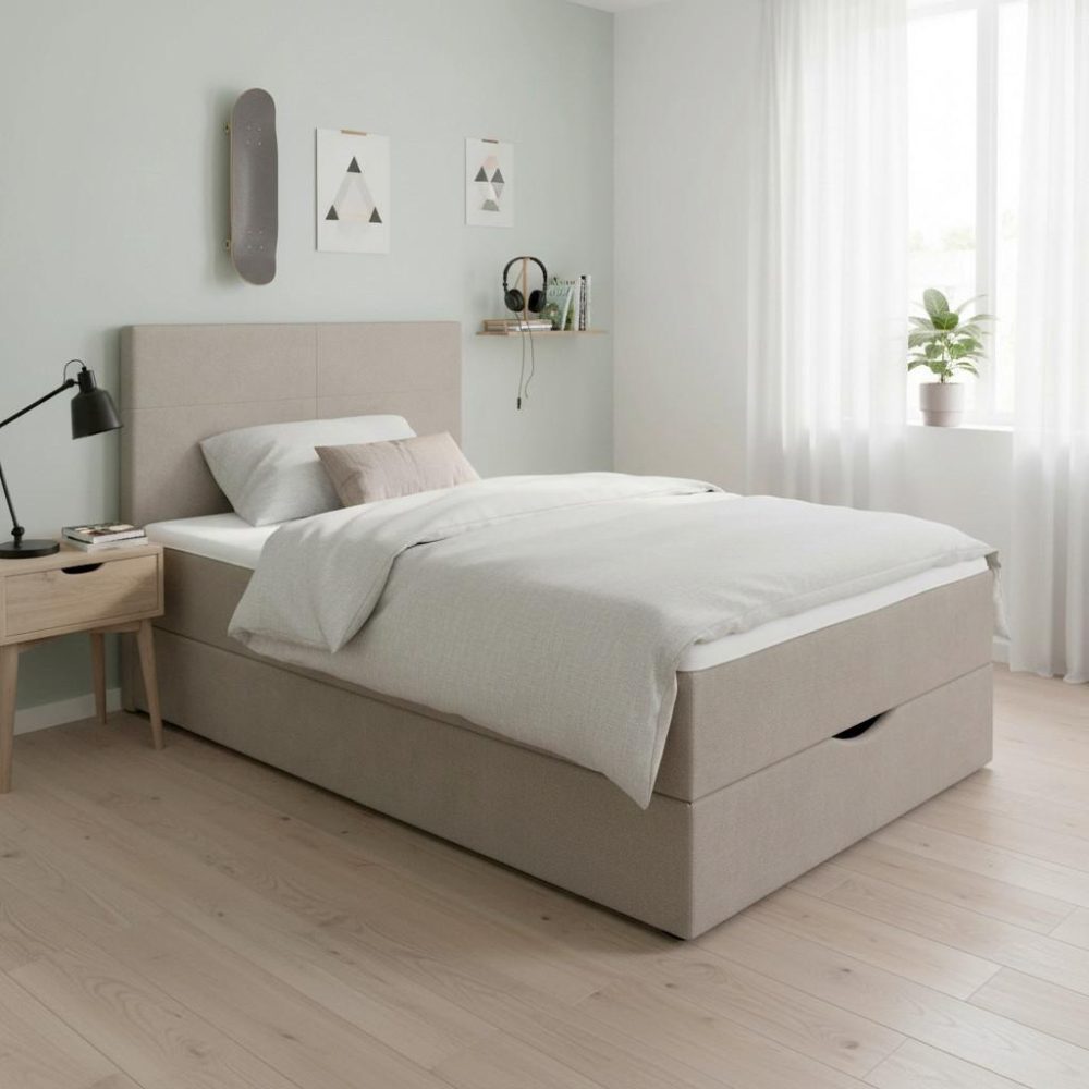 Boxbett Ace Ca. 120x200 Cm Beige Intgr. Topper 120/200 cm Beige 