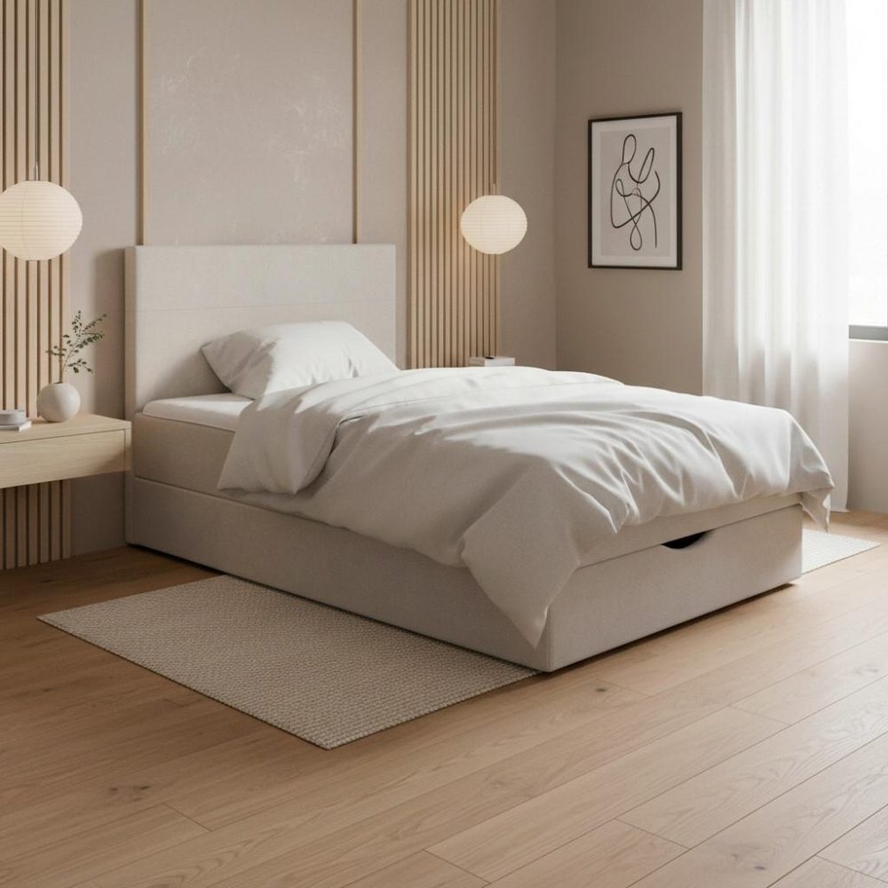 Boxbett Ace Ca. 120x200 Cm Hellgrau Intgr. Topper 120/200 cm Hellgrau 