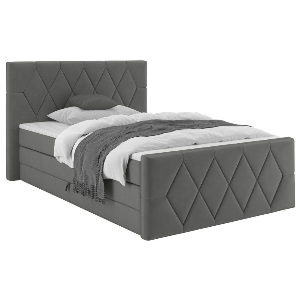 Boxspringbett Josie B Graphitfarben Ca. 140x200cm 140/200 cm Graphitfarben 