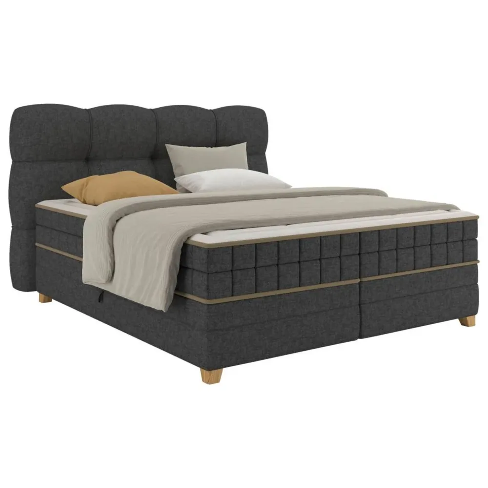 Boxspringbett Bianco Anthrazit Ca. 180x200cm 180/200 cm Anthrazit 