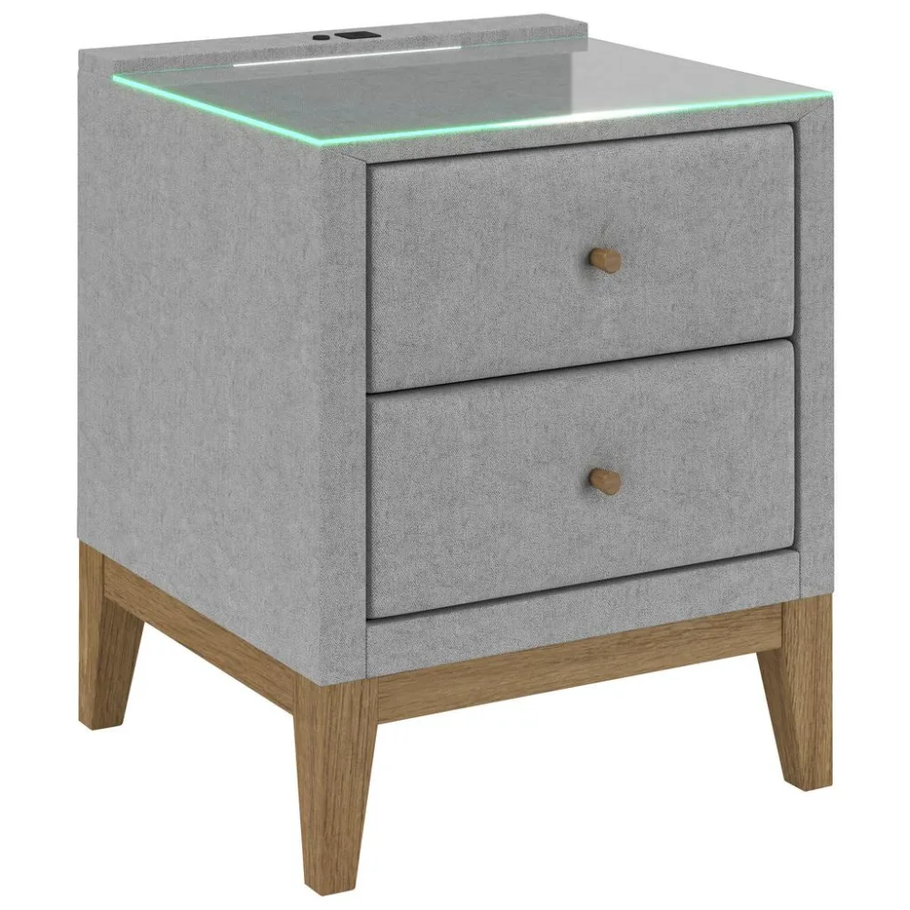 Nachttisch Elena 48/68/45 cm Buche Silberfarben 