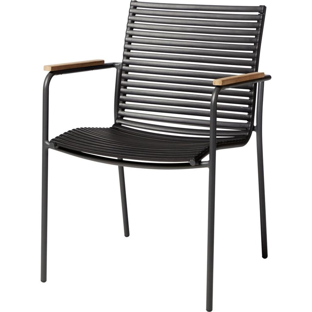 Stapelstuhl Mood Classic Kunststoff Anthrazit, Schwarz, Teakfarben 