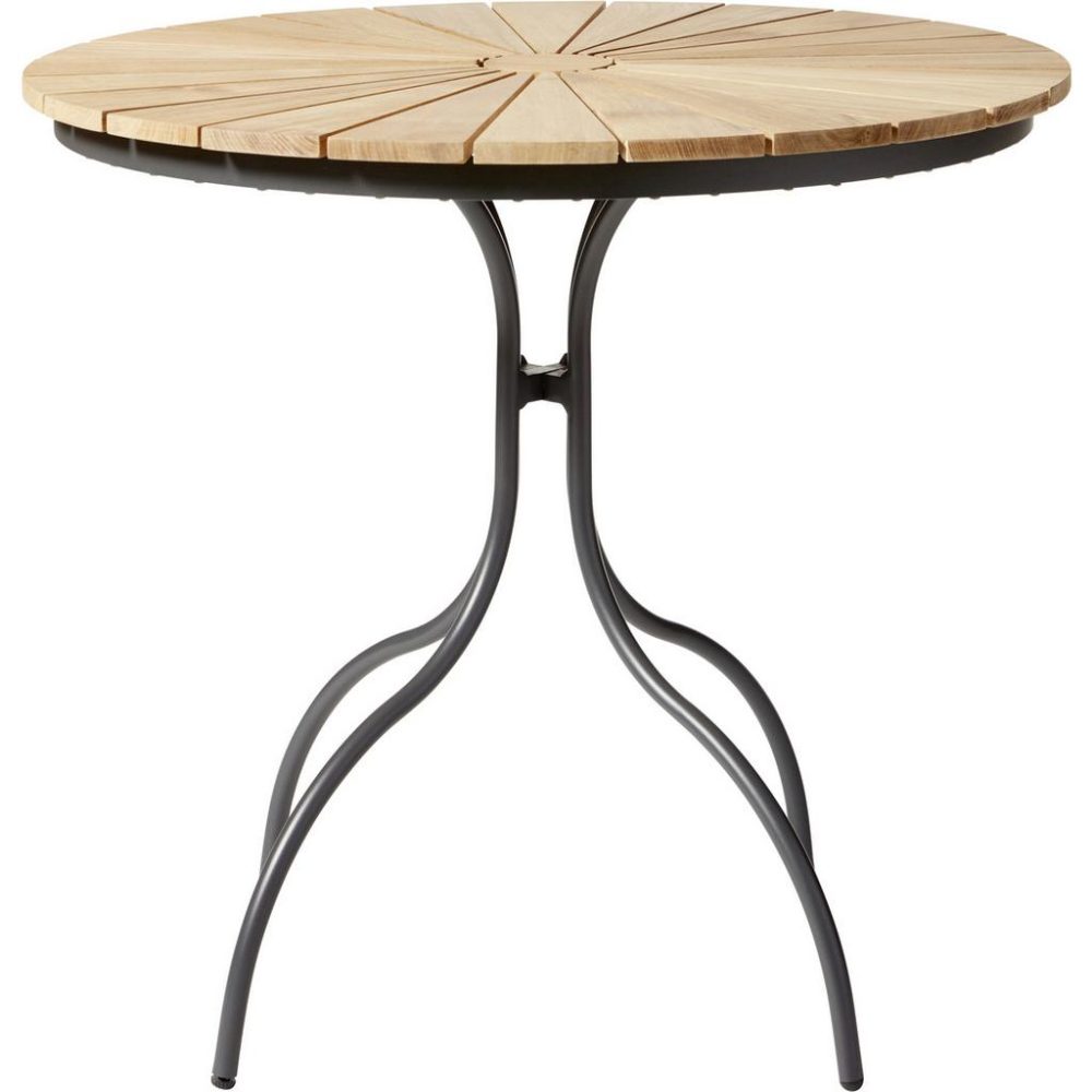 Gartentisch Ellen 80/80/74 cm Holz Anthrazit, Teakfarben rund 