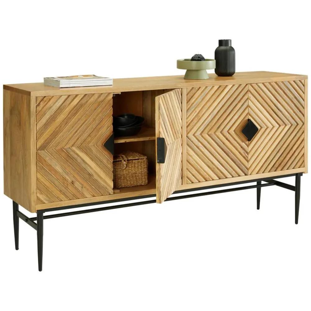 Sideboard Gatsby Hellbraun/ Schwarz Ca. 175x90x45cm  175/90/45 cm 