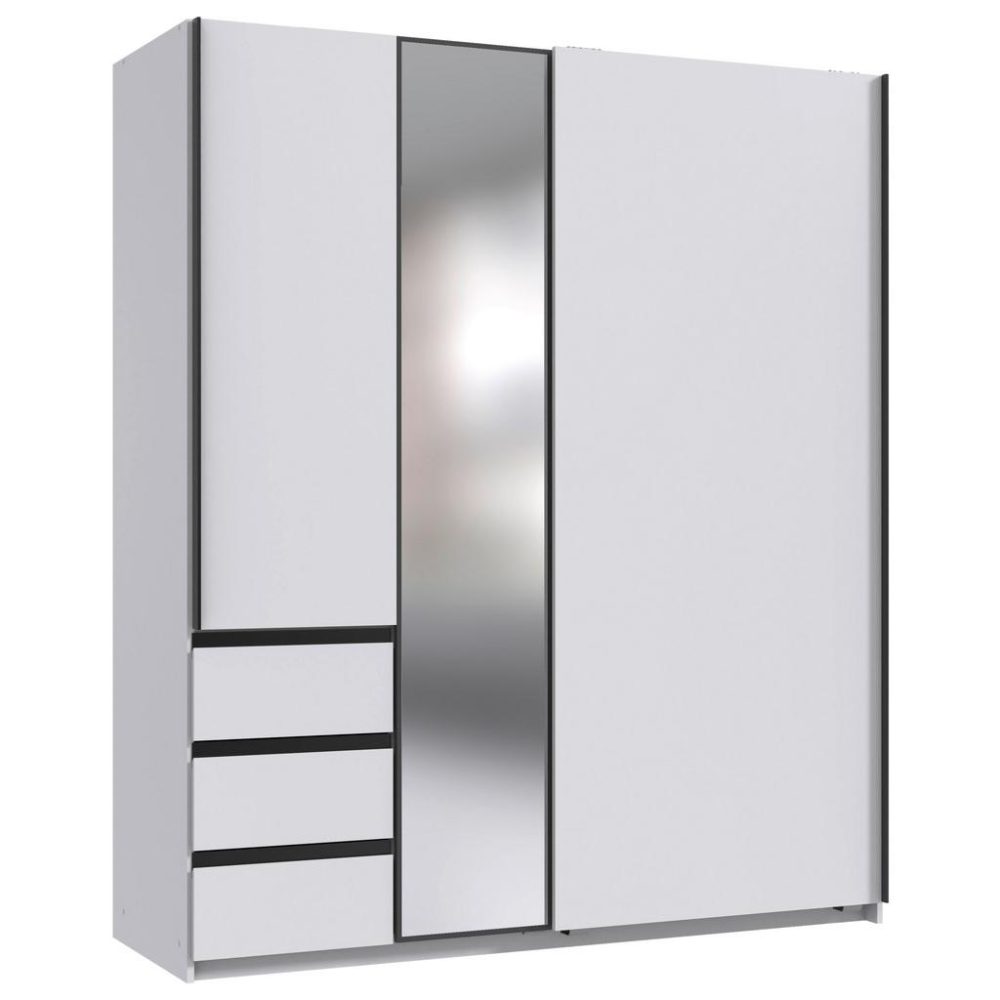 Schwebetürenschrank Adria Weiss 168/198/63 cm Graphitfarben, Silberfarben, Weiss 