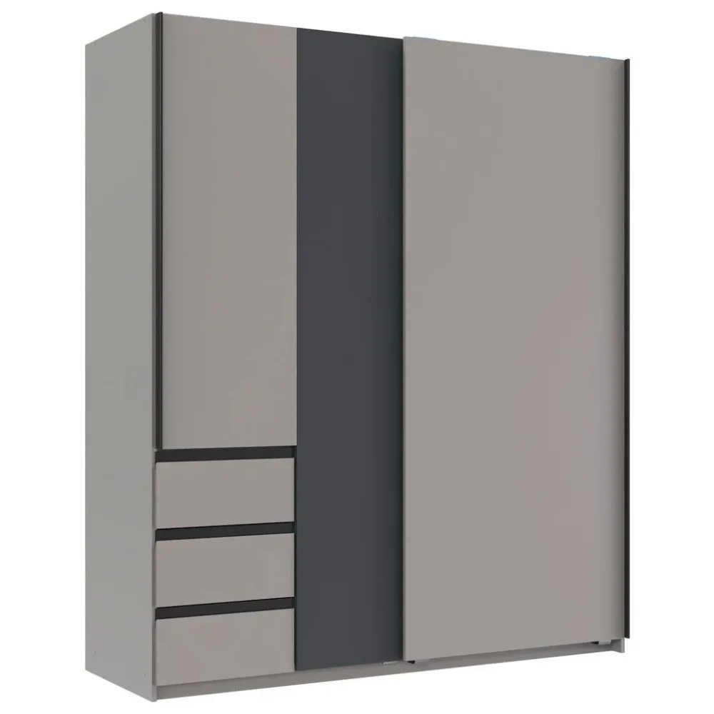 Schwebetürenschrank Adria Grau/graphitfarben/sahara 168/198/63 cm Graphitfarben, Grau, Sahara 