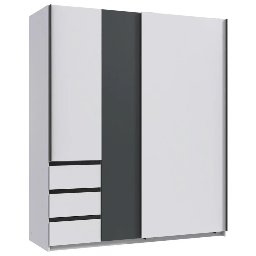 Schwebetürenschrank Adria Weiss/graphitfarben 168/198/63 cm Graphitfarben, Weiss 