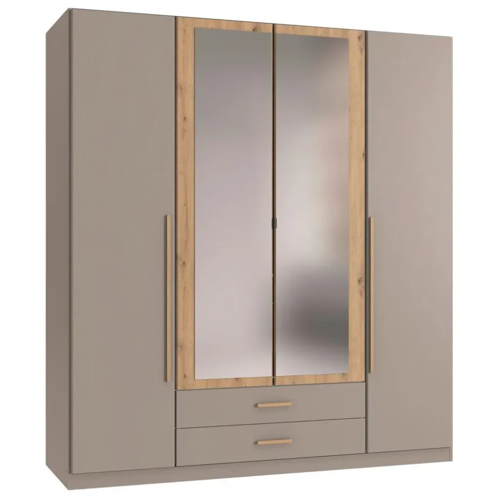 Drehtürenschrank Marburg Eiche Artisan/grau/sahara 180/199/58 cm Grau, Sahara, Eiche Artisan 