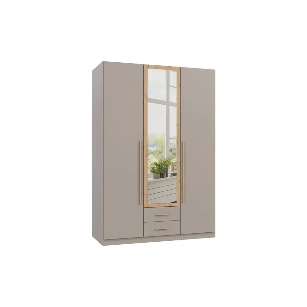 Drehtürenschrank Marburg Eiche Artisan/grau/sahara 135/199/58 cm Grau, Sahara, Eiche Artisan 