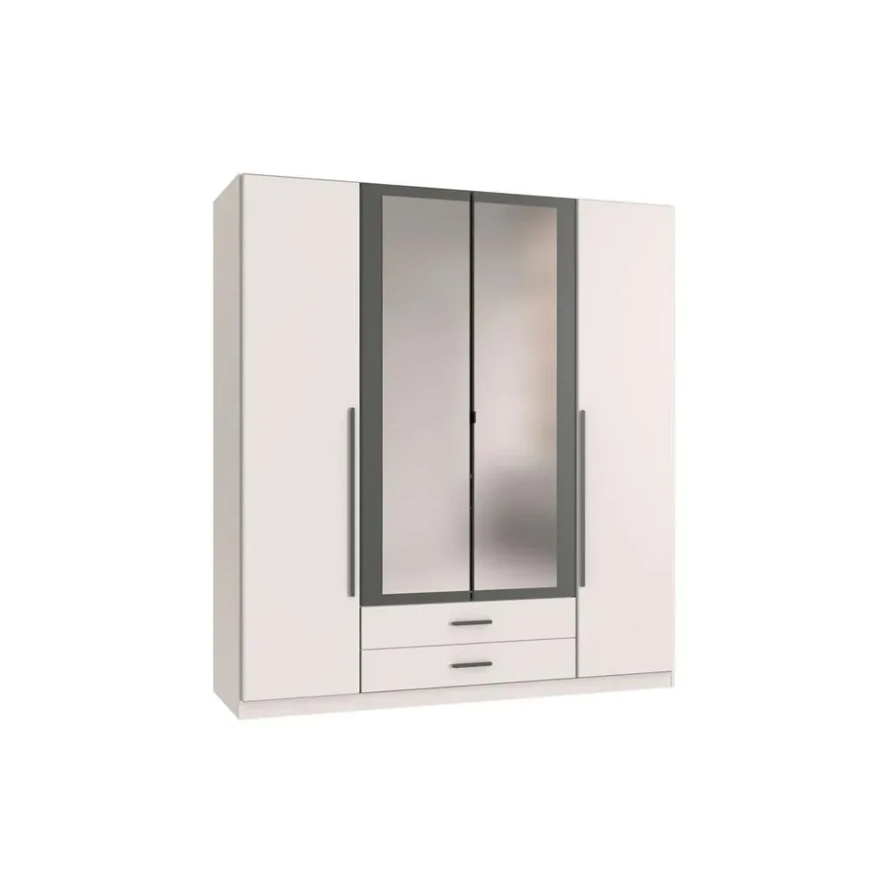 Drehtürenschrank Marburg Graphitfarben/weiss 180/199/58 cm Graphitfarben, Weiss 