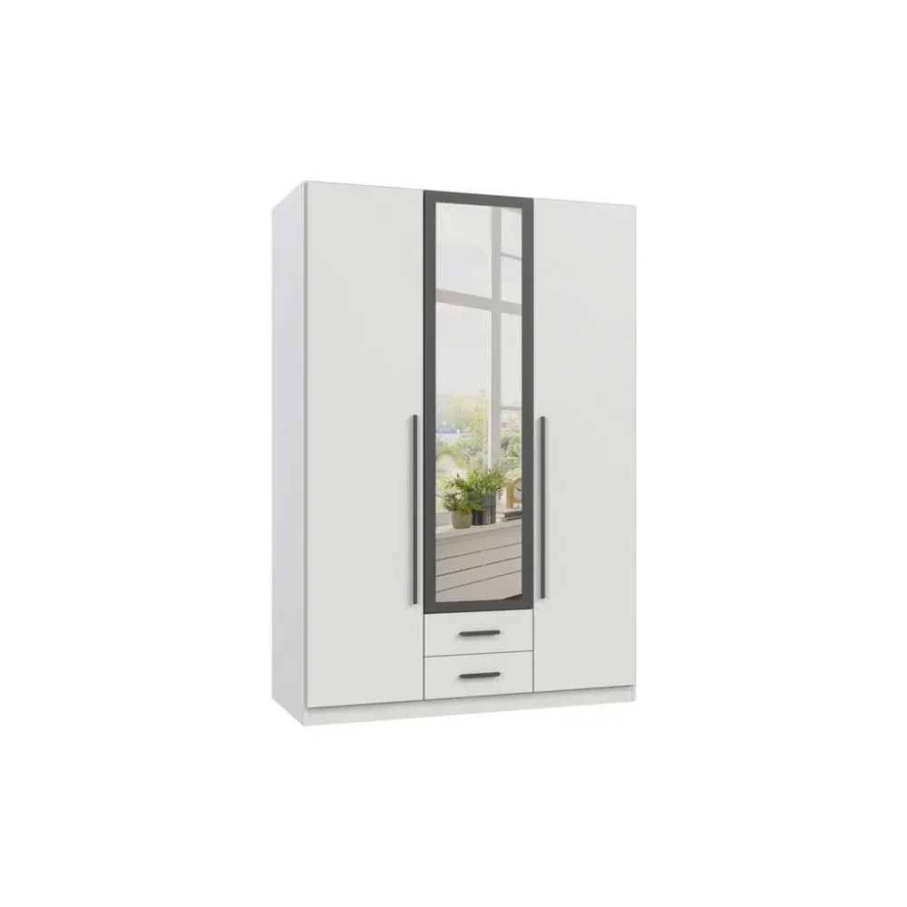 Drehtürenschrank Marburg Graphitfarben/weiss 135/199/58 cm Graphitfarben, Weiss 