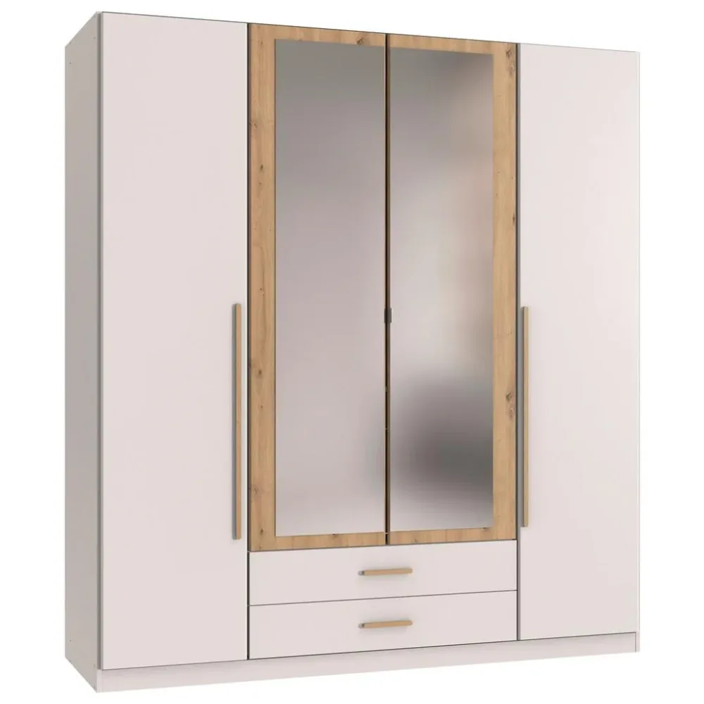 Drehtürenschrank Marburg Eiche Artisan/weiss 180/199/58 cm Weiss, Eiche Artisan 