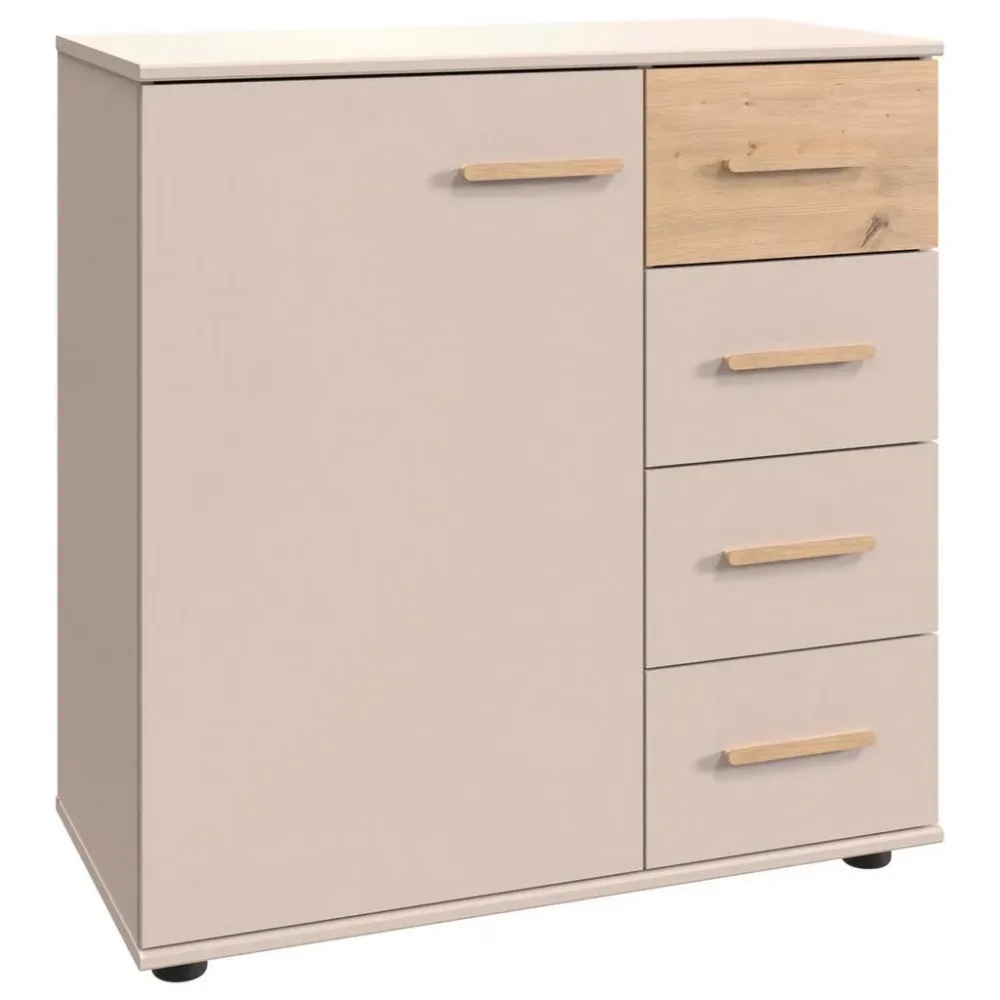 Kommode Lumio Kaschmir/eiche Artisan , , 4 Schublade(n) 