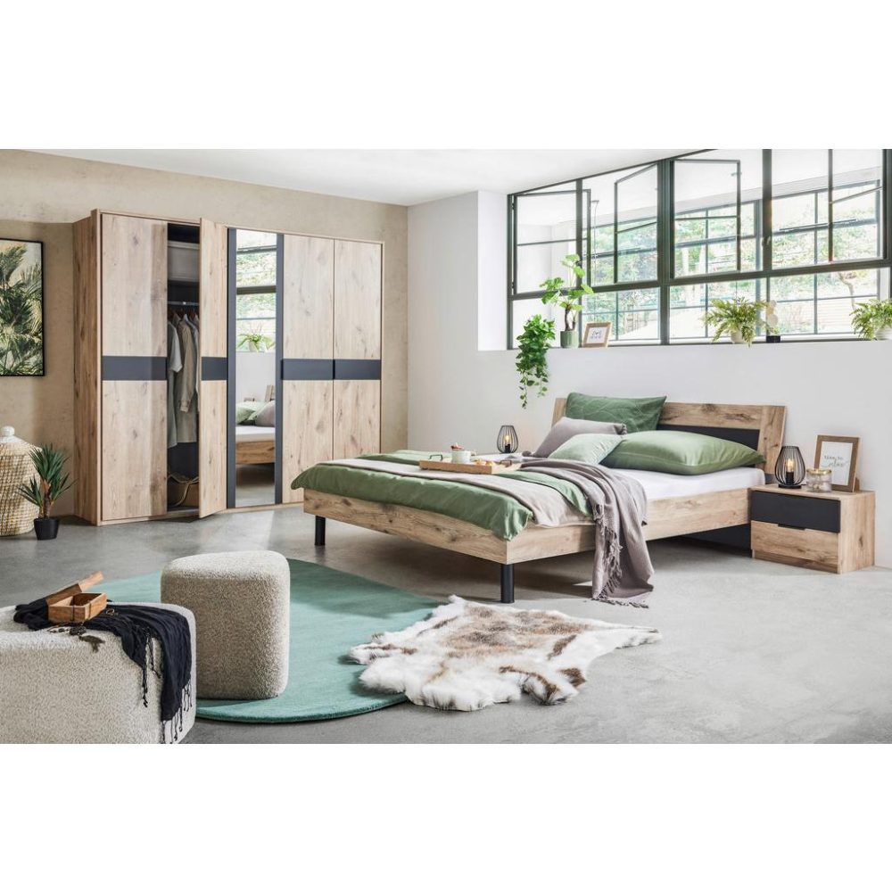 Schlafzimmer Bergamo Graphit/eichefarben, 3-Teilig 