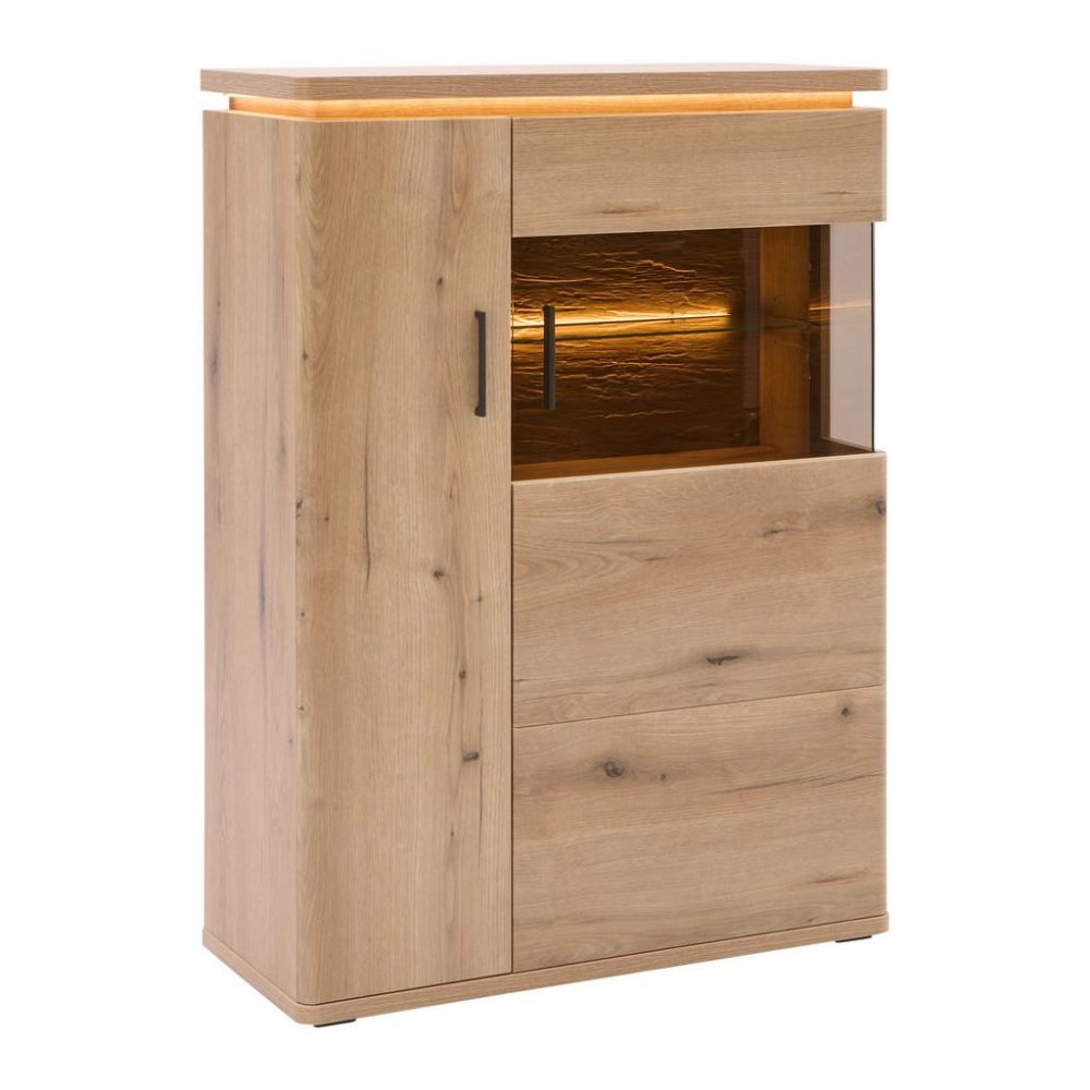 Highboard Alameda Eichefarben  90/128/38 cm 3 Schublade(n) 