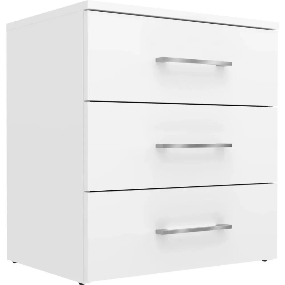Nachttisch Vivaldi -Exklusiv- 53/58/40 cm Weiss, Weiss Hochglanz 