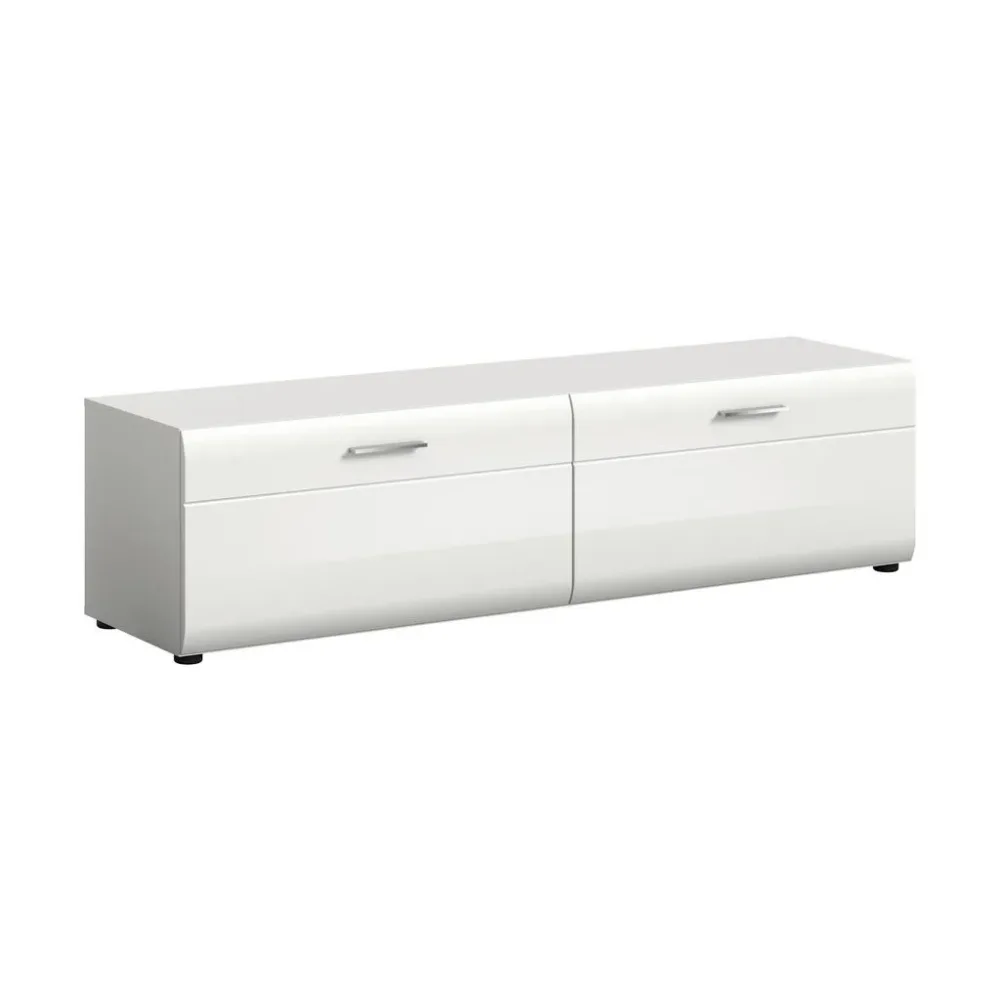 Lowboard Ice Weiss, Weiss Hochglanz 