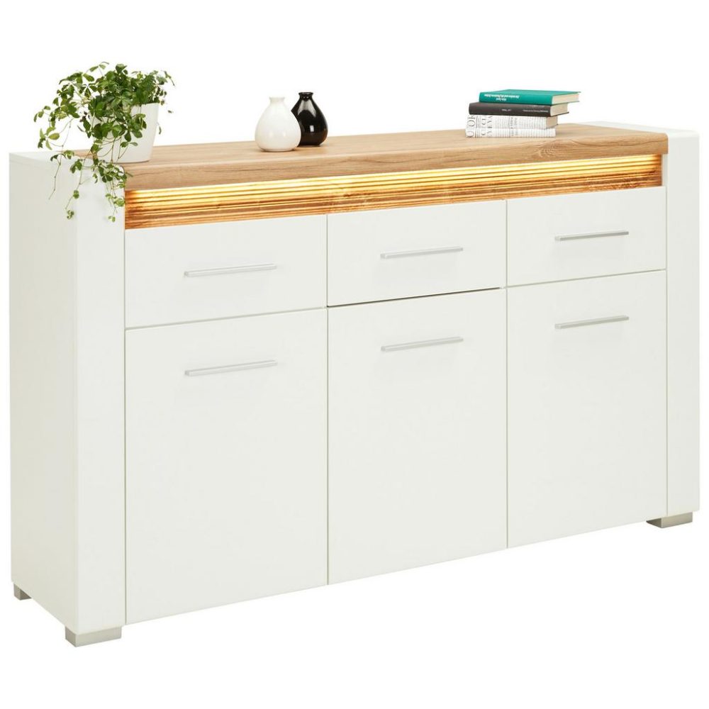 Sideboard In Weiss Hochglanz  160/96,5/40 cm 3 Schublade(n) 