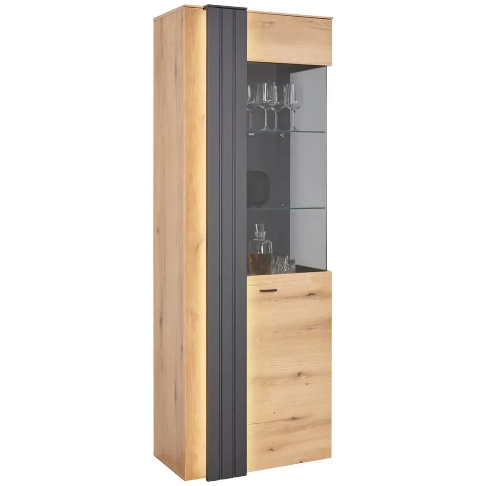 Vitrine In Eiche/grau , 