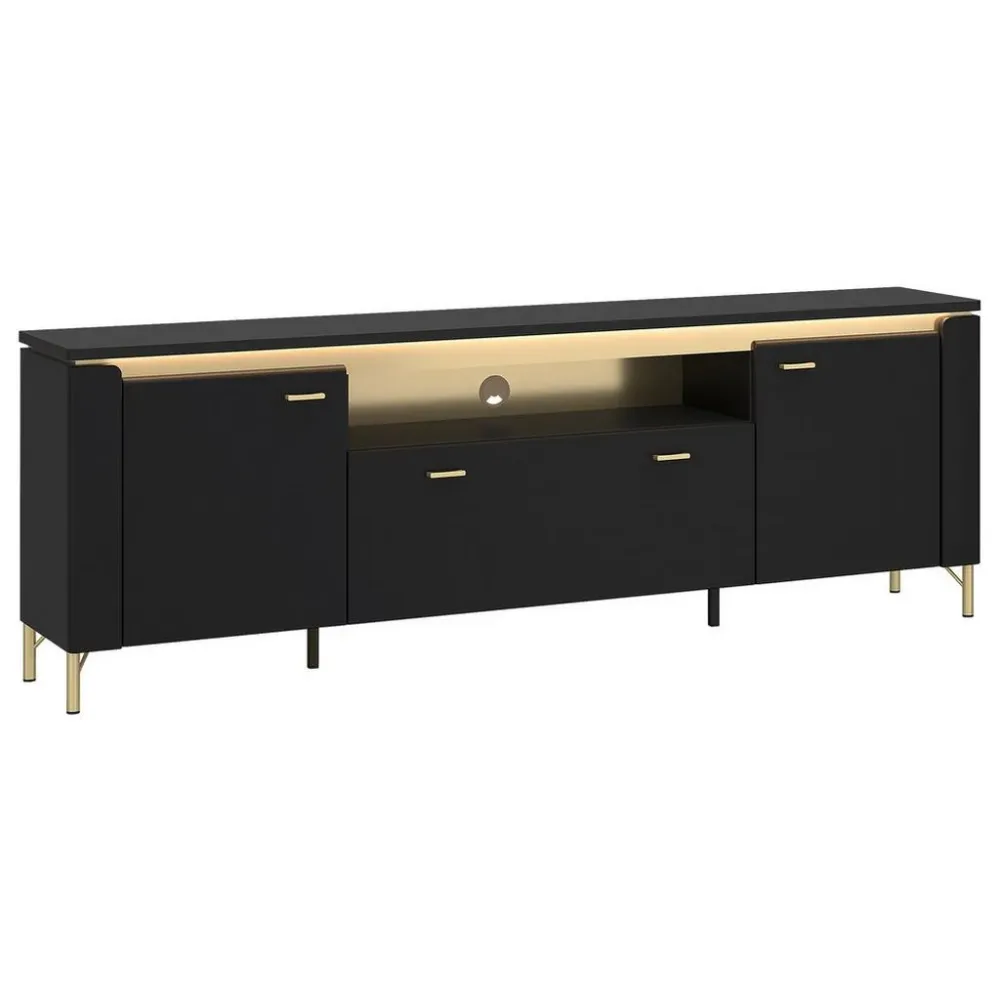 Tv-element Norica Goldfarben/schwarz B: 200,3 Cm Schwarz, Goldfarben 200,3/70/40 cm 