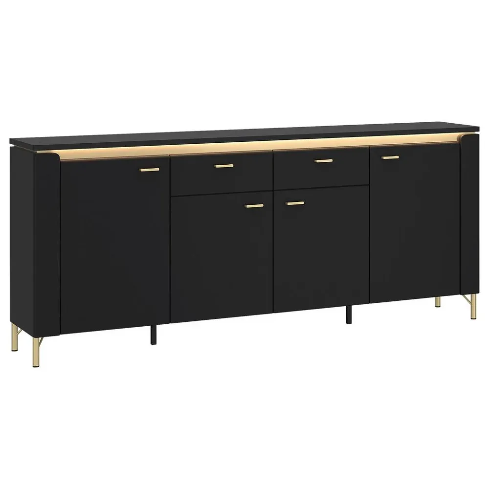 Kommode Norica Goldfarben/schwarz B: 200,3 Cm , 200,3/87,3/40 cm , 2 Schublade(n) 