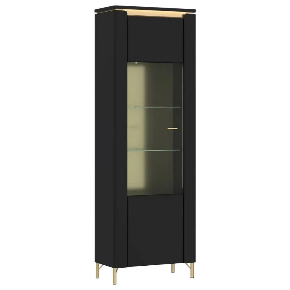 Vitrine Norica Schwarz/goldfarben B: 65,5 Cm 65,5/201,2/40 cm , 