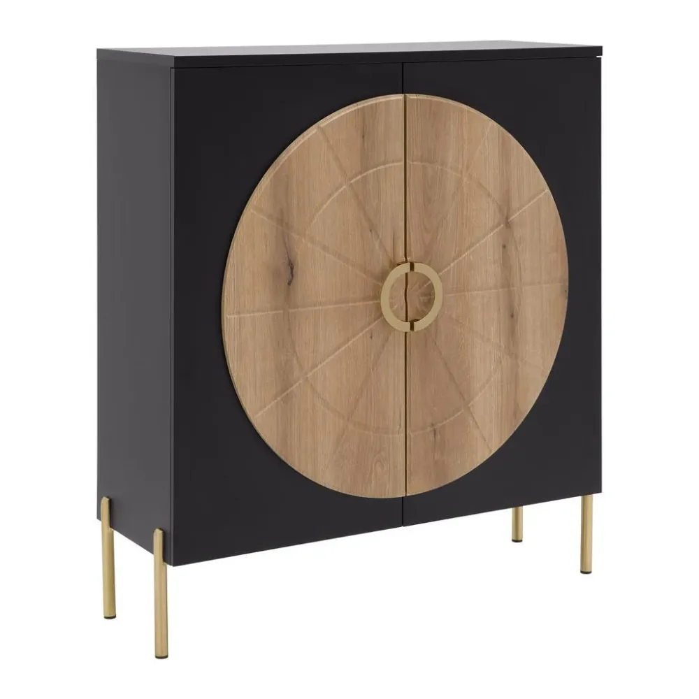 Highboard Hong Kong Schwarz/eichefarben  100/113/37,5 cm 