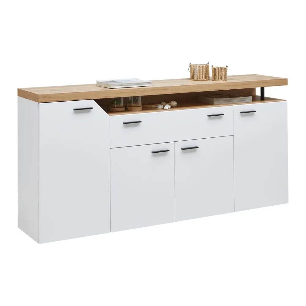Sideboard Nico Weiss/eichefarben  184/91/40 cm 1 Schublade(n) 