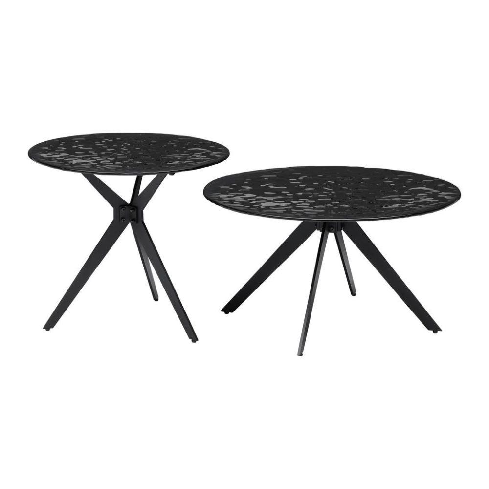 Couchtisch Conti Schwarz, 2er Set Metall, Glas 70/55/70/55/38/48 cm 