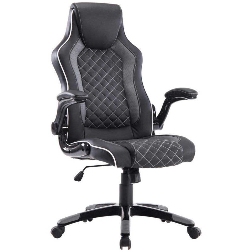 Chefsessel Regina Grau/schwarz Lederlook Lederlook Grau, Schwarz 
