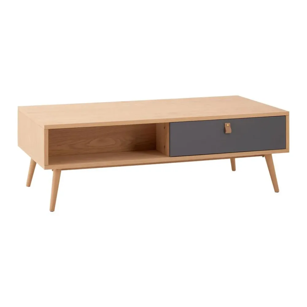 Holztisch Lena Grau/ Naturfarben Eiche Mdf Holz, Holzwerkstoff 
