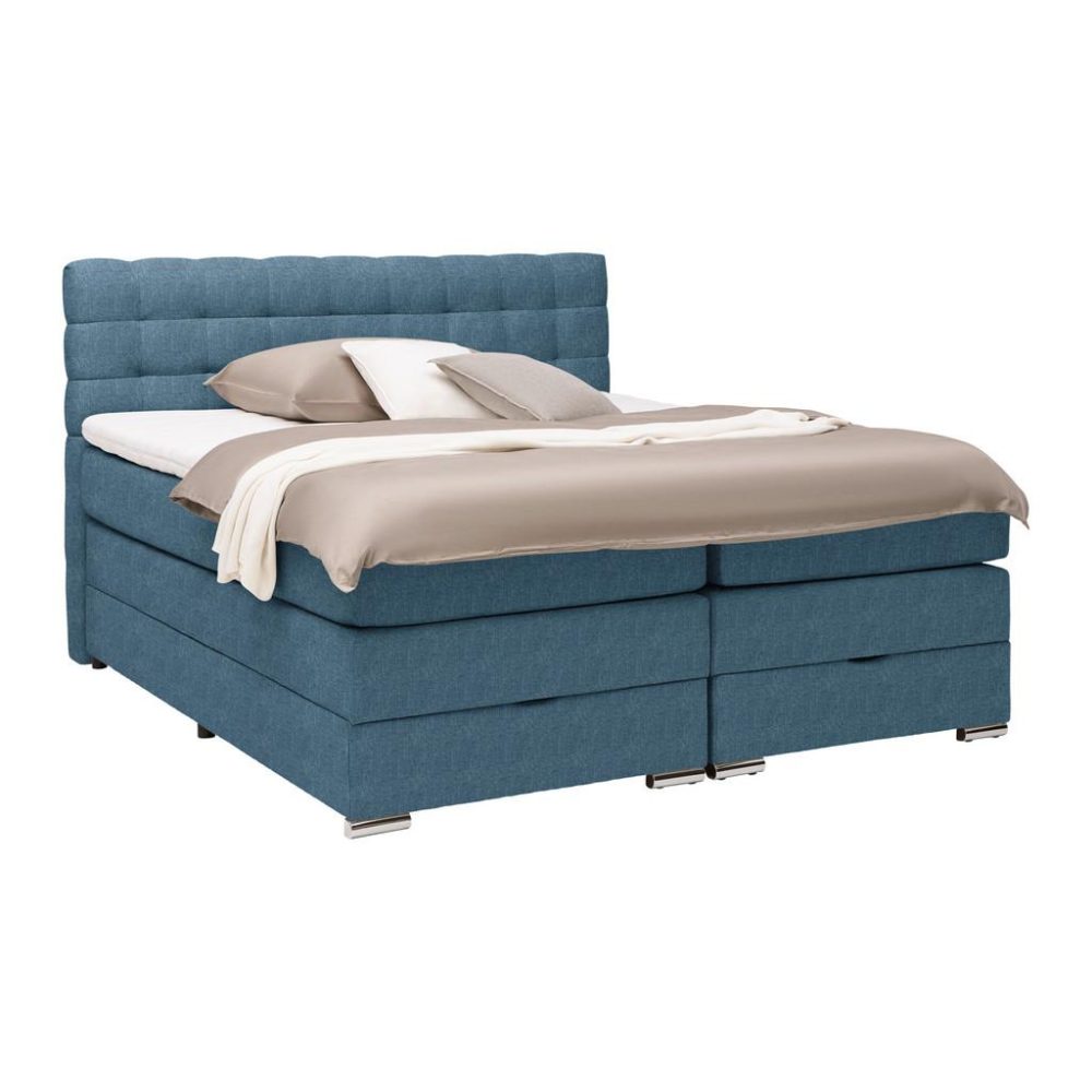 Boxspringbett London -Exklusiv- 160/200 cm Blau 