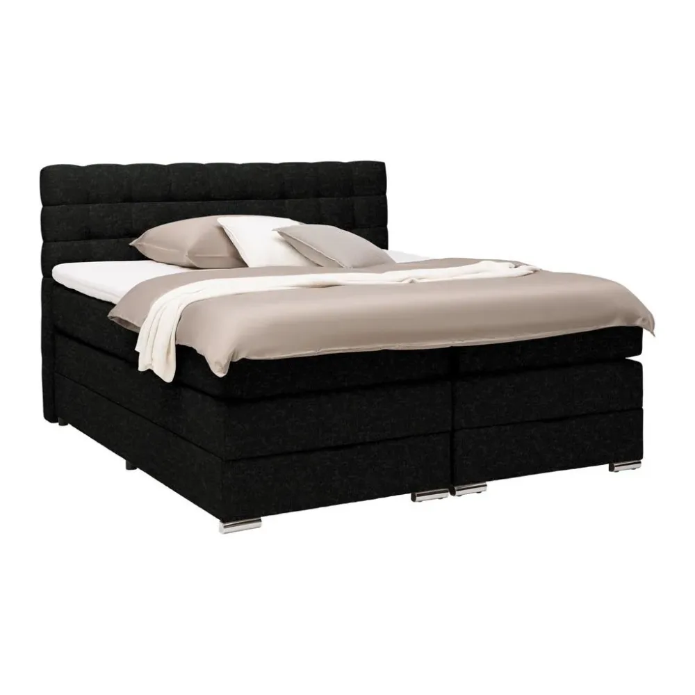 Boxspringbett London -Exklusiv- 160/200 cm Schwarz 