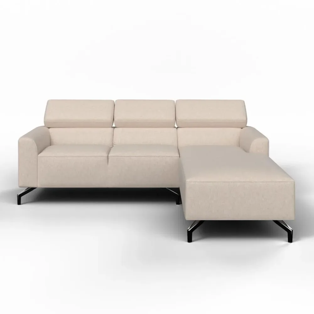Wohnlandschaft Fibu Beige Webstoff Leinenoptik Beige 